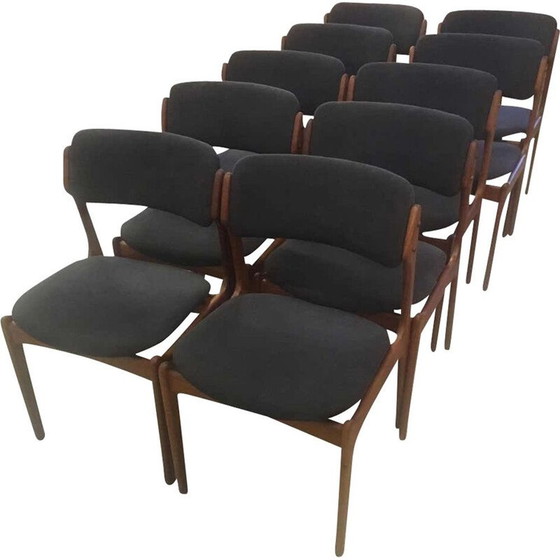 Image 1 of Lot of 10 vintage teak chairs by Erik Buch 1960