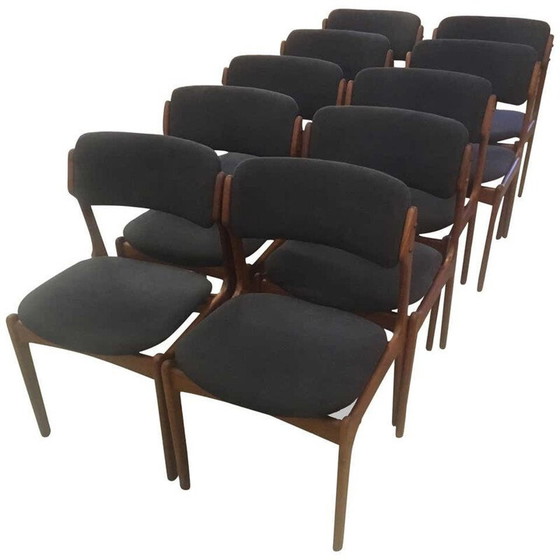 Image 1 of Lot of 10 vintage teak chairs by Erik Buch 1960