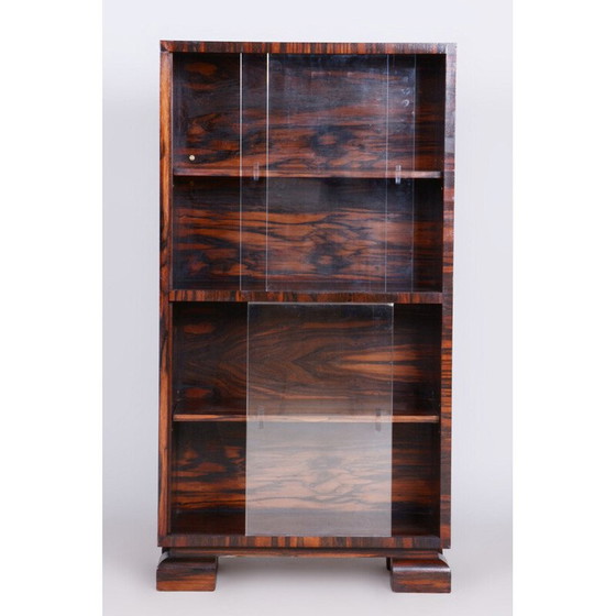 Image 1 of Vintage macassar and glass bookcase by Oldřich Liška, Czechoslovakia 1930