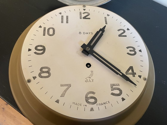 Image 1 of Clock Jaz 8 Days Vintage Industrial Wall Clock French