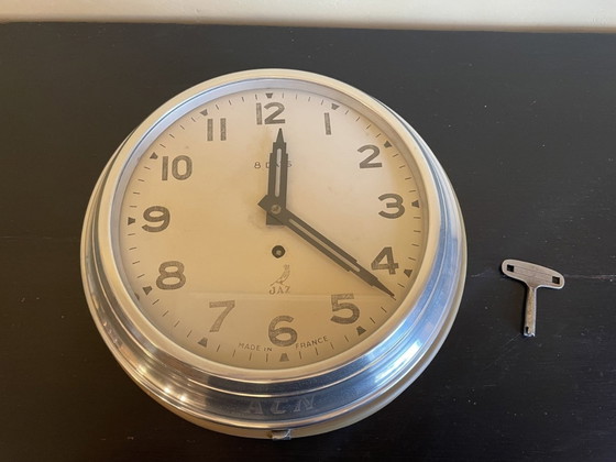 Image 1 of Clock Jaz 8 Days Vintage Industrial Wall Clock French