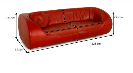 Image 1 of Divano Koinor Design in pelle perla bordeaux-rosso a 3 posti