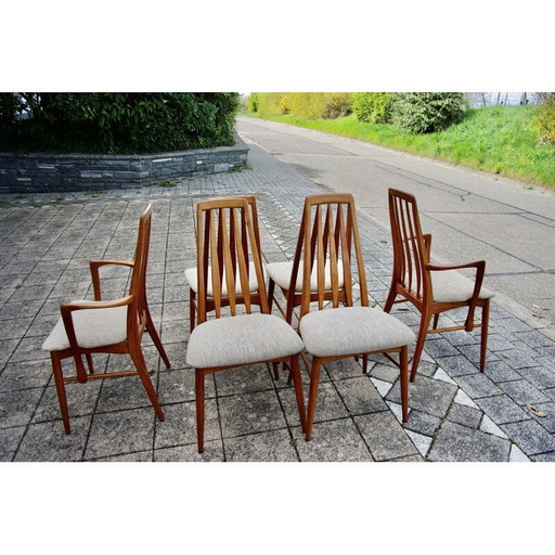 Set of vintage Eva 4 chairs and pair of armchairs by Koefoed