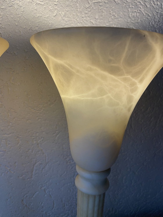 Image 1 of 2x Alabaster Lamps Van Der Bolt