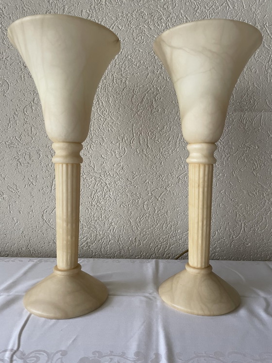 Image 1 of 2x Alabaster Lamps Van Der Bolt