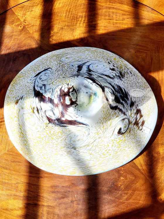 Image 1 of Vintage Glass Multicolor Bowl Of Center Piece, Hand Blown Organic Design