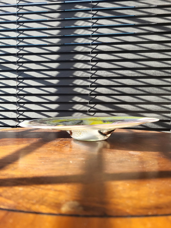 Image 1 of Vintage Glass Multicolor Bowl Of Center Piece, Hand Blown Organic Design