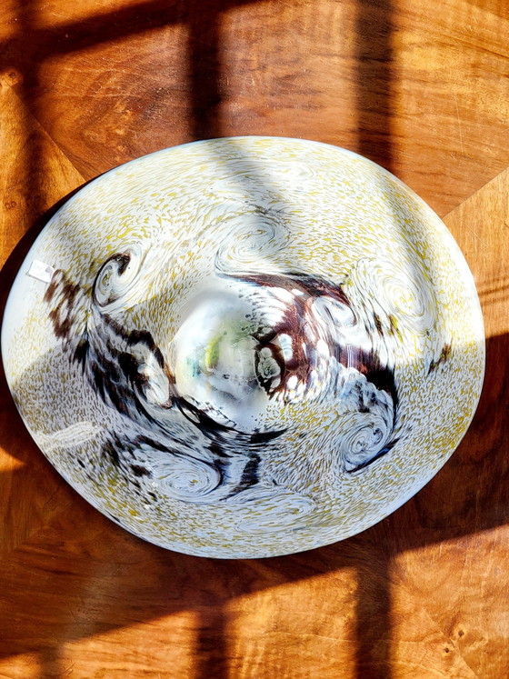 Image 1 of Vintage Glass Multicolor Bowl Of Center Piece, Hand Blown Organic Design