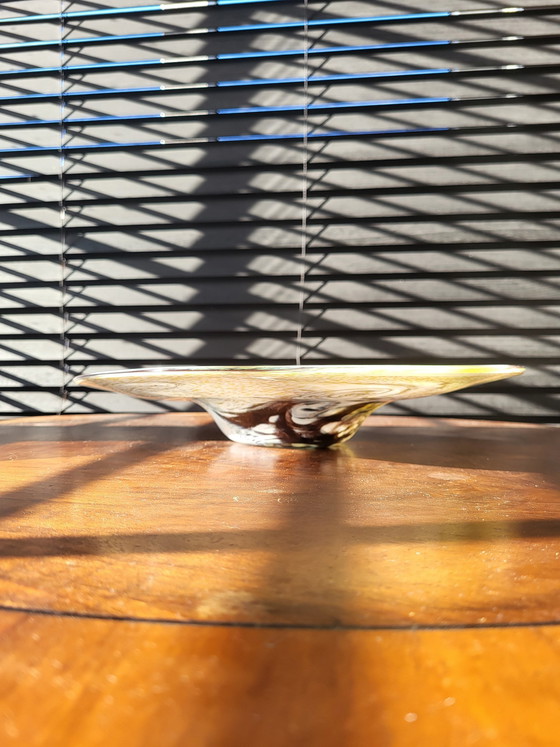 Image 1 of Vintage Glass Multicolor Bowl Of Center Piece, Hand Blown Organic Design