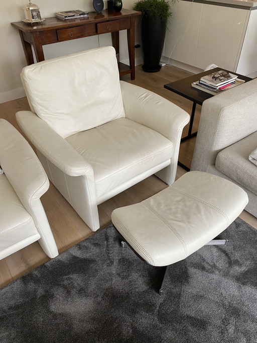 Modern hocker white leather