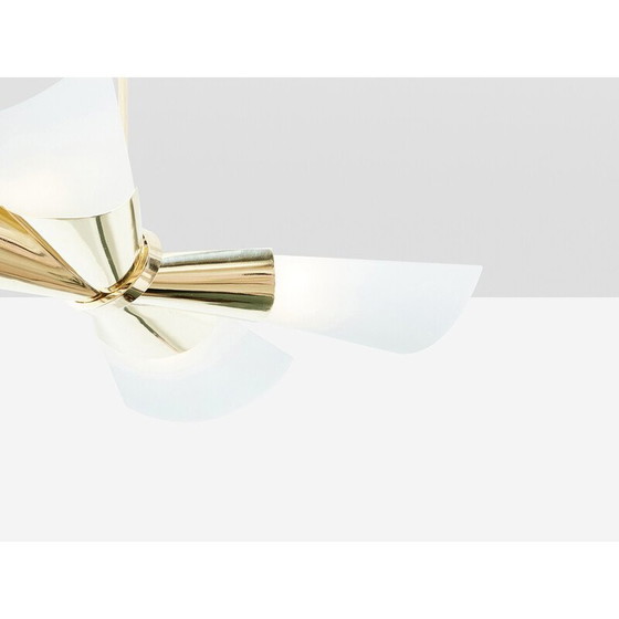 Image 1 of Vintage pendant lamp in brass and opaline glass by Max Ingrand for Fontana Arte, 1955
