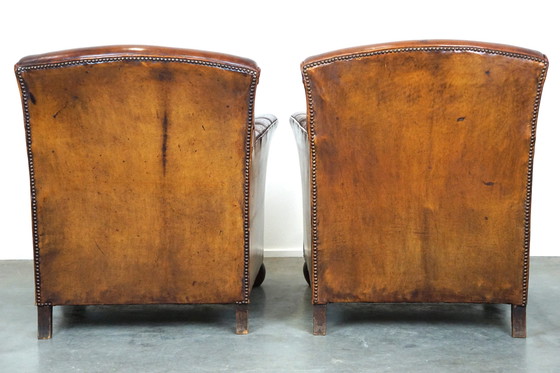 Image 1 of Set of 2 old sheep leather armchairs