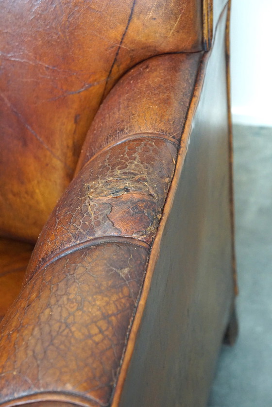 Image 1 of Set of 2 old sheep leather armchairs