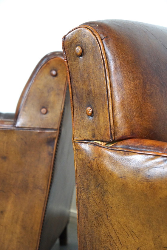 Image 1 of Set of 2 old sheep leather armchairs