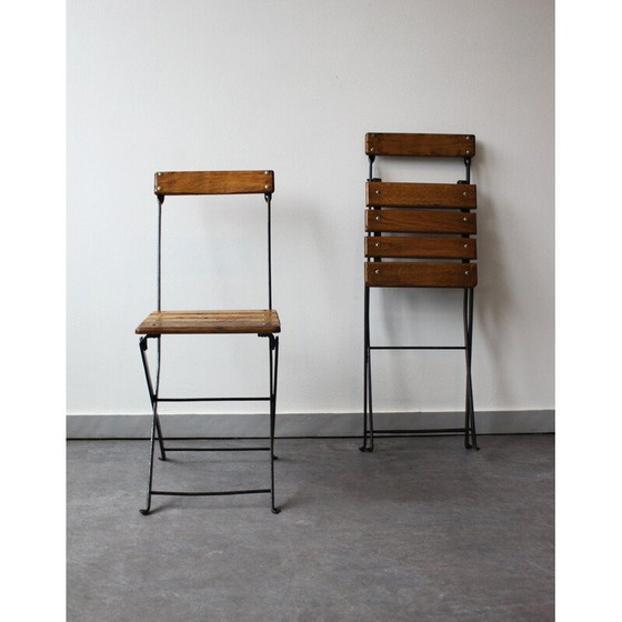 Image 1 of Pair of folding bistro chairs, France 1930