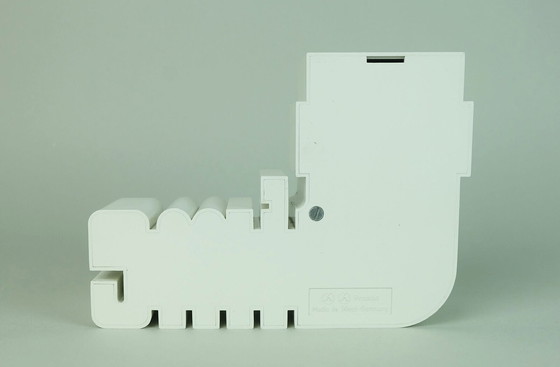 Image 1 of rare 1970s 1980s white plastic TABLE CLOCK 'time' postmodern design a. diehl