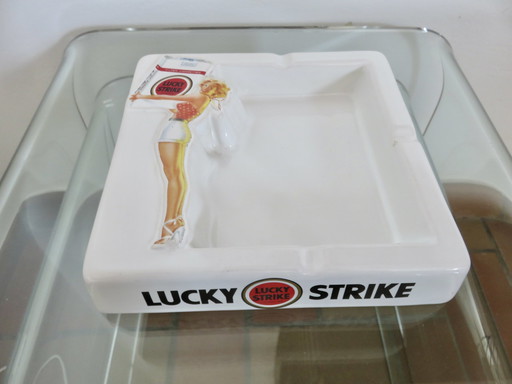 Large Lucky Strike "Pin Up" Bar Ashtray, Ceramic 80s 90s