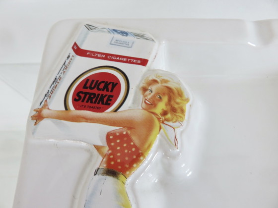 Image 1 of Large Lucky Strike "Pin Up" Bar Ashtray, Ceramic 80s 90s