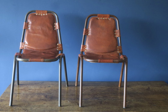 Image 1 of Pair Of Les Arcs Dal Vera Chairs Charlotte Perriand 1967
