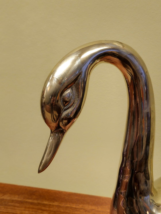 Image 1 of Grande cigno in ottone vintage