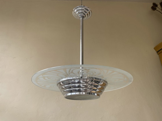 Image 1 of Lamp Pendant Lamp Disc Lamp Art Deco 1930s French