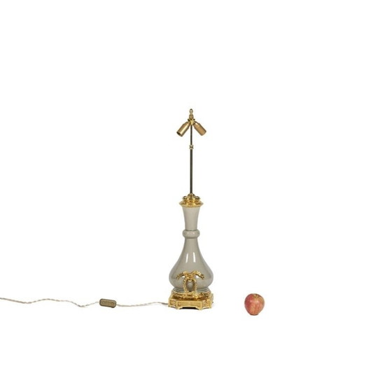 Image 1 of French vintage lamp in bronze and porcelain, 1880s