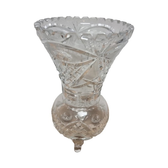 Image 1 of Vintage Cut Crystal Vase, 1980s