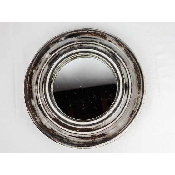 Image 1 of Vintage Vallauris grey and white ceramic mirror by Gérard Hofmann, 1950