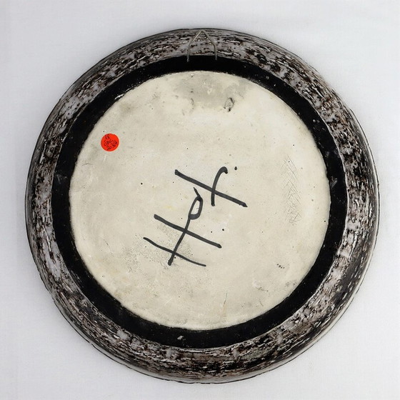 Image 1 of Vintage Vallauris grey and white ceramic mirror by Gérard Hofmann, 1950
