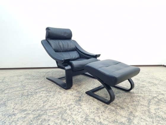 Image 1 of Nelo Kroken Chair Ottoman Leather armchair Designer armchair Åke Fribytter Swinging chair