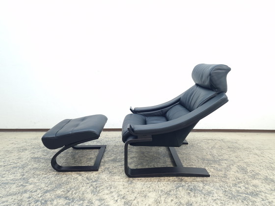 Image 1 of Nelo Kroken Chair Ottoman Leather armchair Designer armchair Åke Fribytter Swinging chair