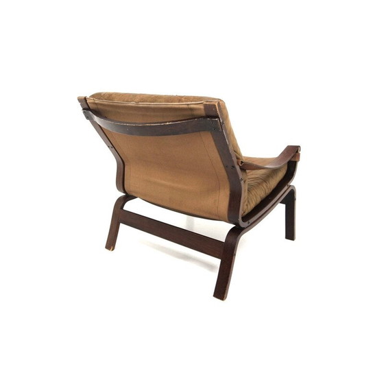 Image 1 of Vintage beech and leather armchair, Norway 1960