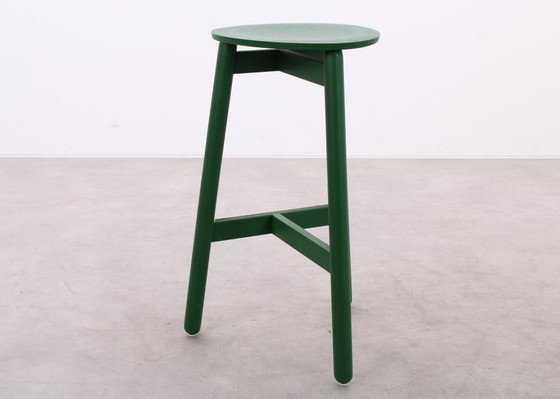 Image 1 of 2X Dum Office Beech Barstool Green