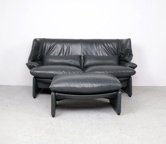 Image 1 of Cassina Portovenere Leather Sofa With Hocker