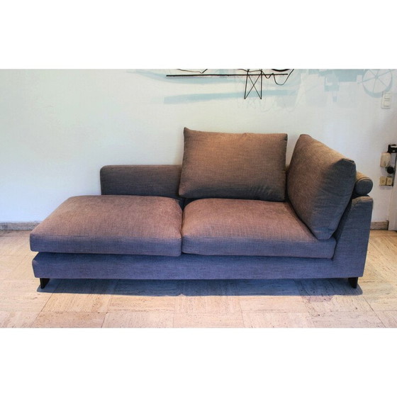 Image 1 of Vintage Lazy Time 2-seater sofa in solid birch and black lacquered metal for Camerich