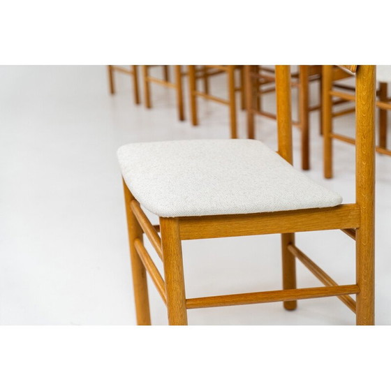 Image 1 of Set of 6 vintage dining chairs model 250 in solid oak and beige fabric for Farstrup, Denmark 1956