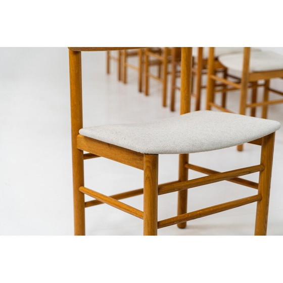 Image 1 of Set of 6 vintage dining chairs model 250 in solid oak and beige fabric for Farstrup, Denmark 1956