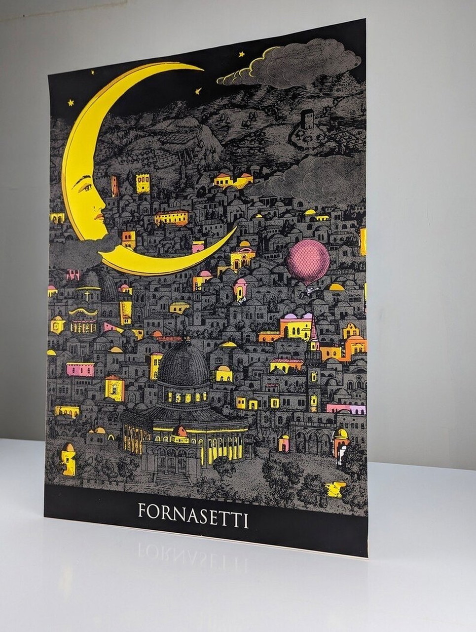 【匿名配送希少90's】Piero Fornasetti アート ハガキ 美術館 vintage-poster-night-over-