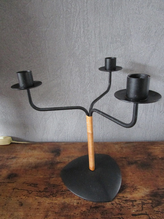 Image 1 of Beautiful Years 50/60 Candlestick Mer 3 Arms And Cane Crafted Stem.