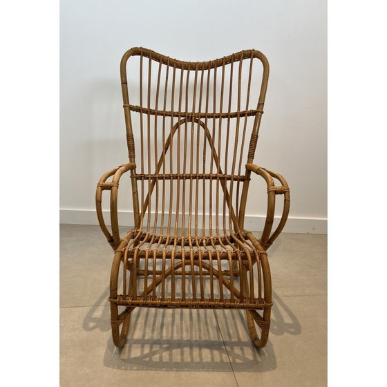 Image 1 of Pair of design rattan armchairs. French work. Circa 1950