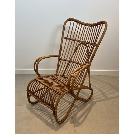 Image 1 of Pair of design rattan armchairs. French work. Circa 1950