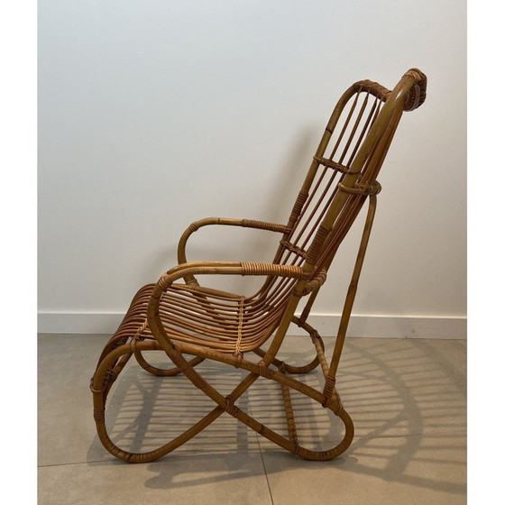 Image 1 of Pair of design rattan armchairs. French work. Circa 1950