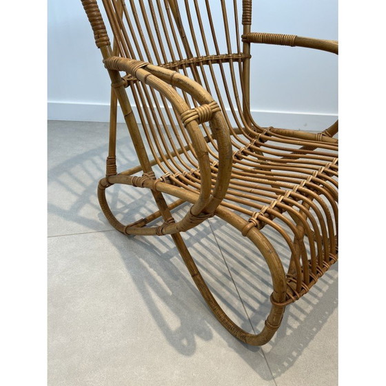 Image 1 of Pair of design rattan armchairs. French work. Circa 1950