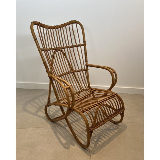 Image 1 of Pair of design rattan armchairs. French work. Circa 1950
