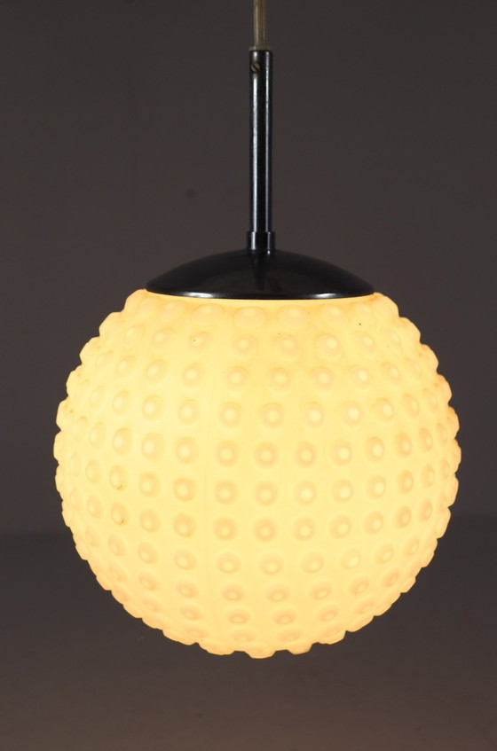 Image 1 of Lampada da soffitto in vetro opalino Bubble Space Age di Rolf Krüger per Staff, Germania, anni '70