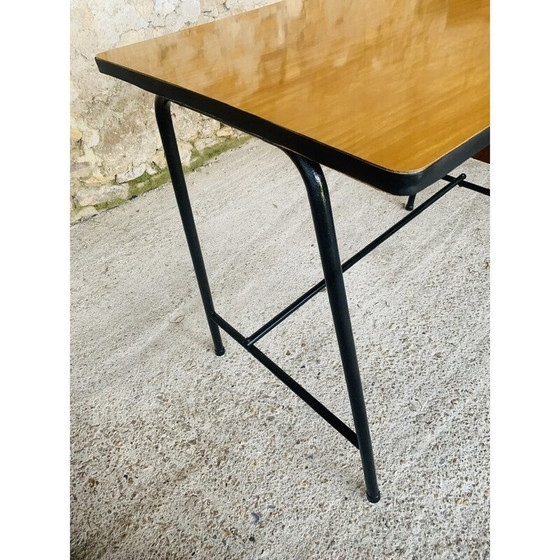 Image 1 of Vintage metal and black formica desk with 2 drawers, 1960