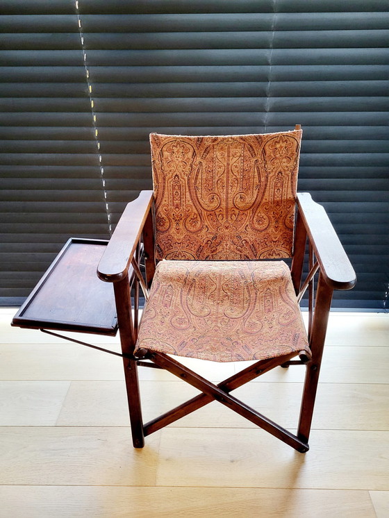 Image 1 of Vintage Wooden Folding Chair With Folding Table