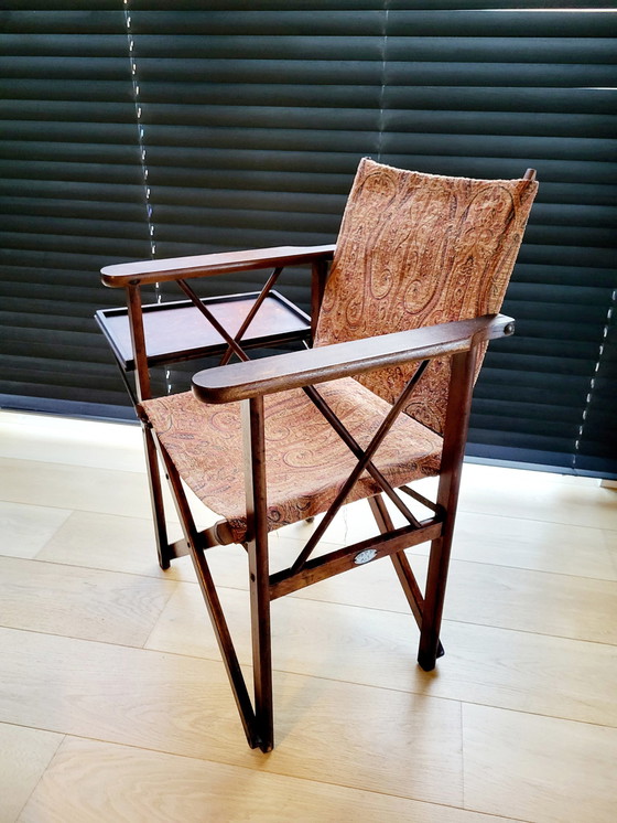 Image 1 of Vintage Wooden Folding Chair With Folding Table