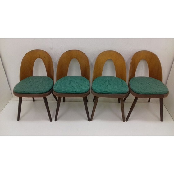 Image 1 of Set of 4 vintage wood and fabric dining chairs by Antonín Šuman, 1960s