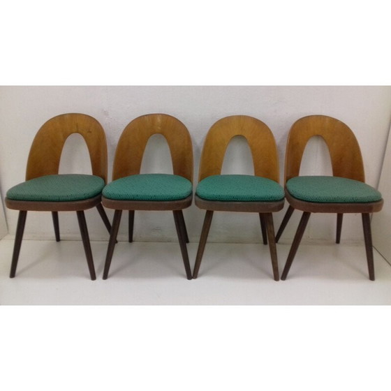 Image 1 of Set of 4 vintage wood and fabric dining chairs by Antonín Šuman, 1960s